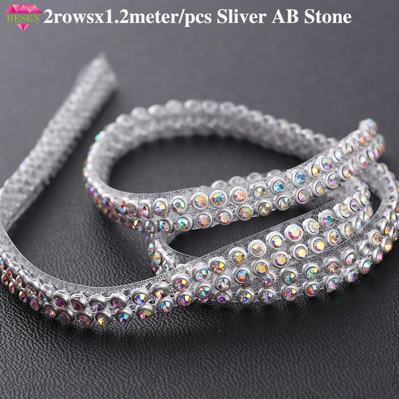 RESEN 2ROWSX1.2METER AB Rhinestones Trim Sliver Hotfix Rhinestone Trim For Wedding Dress Crystal AB Rhinestone Accessories
RESEN 2ROWSX1.2METER AB Rhinestones Trim Sliver Hotfix Rhinestone Trim For Wedding Dress Crystal AB Rhinestone Accessories