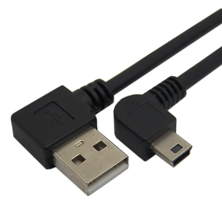 300pcs/Lot 20CM Male right angled USB 2.0 to left mini USB 90 degree left angled mini USB to USB connector by DHL