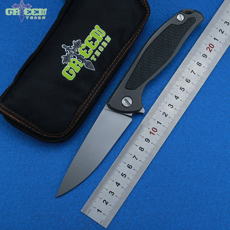 Green thorn Flipper 95 D2 blade Titanium with bearings carbon fiber inlay handle outdoor camping fruit folding knife EDC tools
Green thorn Flipper 95 D2 blade Titanium with bearings carbon fiber inlay handle outdoor camping fruit folding knife EDC tools