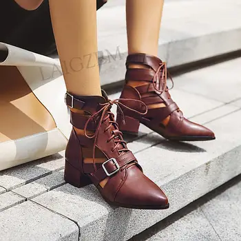 LAIGZEM Summer Women Ankle Boots Breathable Mid Block Heel Lace Up Short Boots Snake Printing Ladies Shoes Small Big Size 34-46
LAIGZEM Summer Women Ankle Boots Breathable Mid Block Heel Lace Up Short Boots Snake Printing Ladies Shoes Small Big Size 34-46