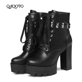 Spring Autumn Fashion Women Ankle Boots High Heels Platform Rivet Lace Up Pu Leather Zipper Short Booties Ladies Shoes Promotion
Spring Autumn Fashion Women Ankle Boots High Heels Platform Rivet Lace Up Pu Leather Zipper Short Booties Ladies Shoes Promotion