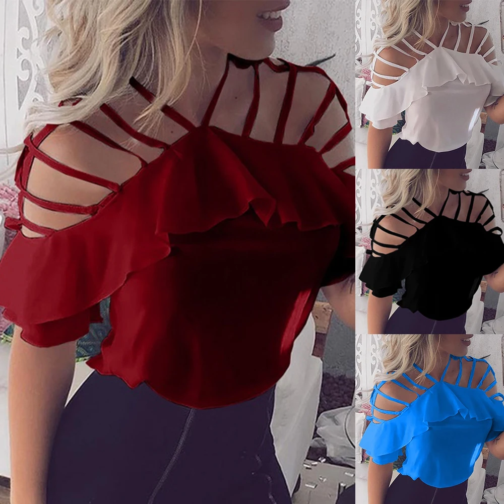 MoneRffi Womens Hollow Out Tops Chiffon Blouses Summer Short Sleeve Sexy Shoulder off New Female Solid Casual Tops Streetwear
MoneRffi Womens Hollow Out Tops Chiffon Blouses Summer Short Sleeve Sexy Shoulder off New Female Solid Casual Tops Streetwear