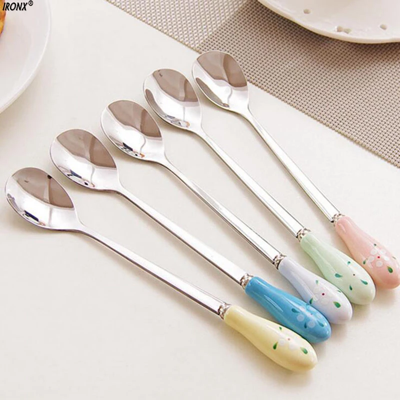 2pc Stainless Steel Ceramic Handle Spoons Ice Cream Tea Coffee Long Handle Spoons Flatware Tableware B96
2pc Stainless Steel Ceramic Handle Spoons Ice Cream Tea Coffee Long Handle Spoons Flatware Tableware B96