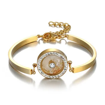 Fashion Charm Bracelet For Women Gold Colour Inner Shells And Broken Glass Bracelet Crystal Jewelry Women Bracelet