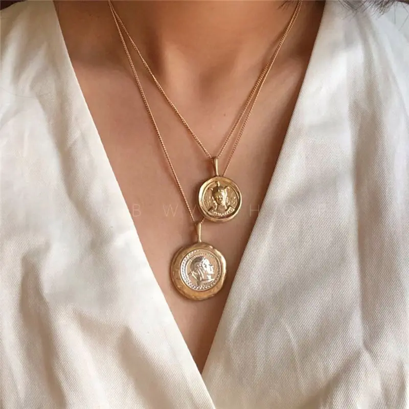 1PC Figure Coin Pendant Canadian Coin Station Vintage Double Chain Layered Necklace
1PC Figure Coin Pendant Canadian Coin Station Vintage Double Chain Layered Necklace