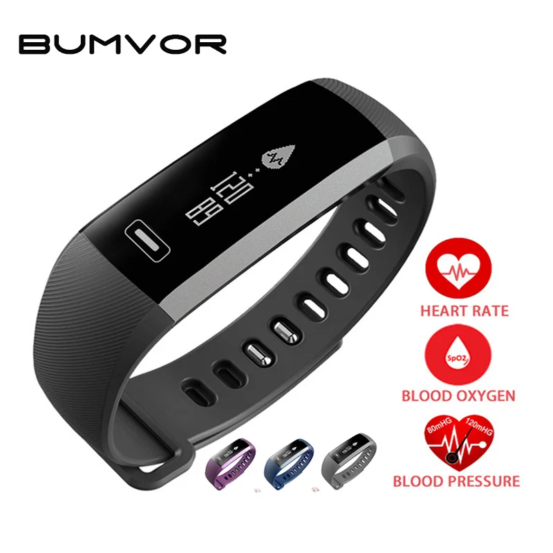 

BUMVOR Original R5 Smart wrist Band Heartrate Blood Pressure Oxygen Oximeter Sport Bracelet Watch intelligent For iOS Android