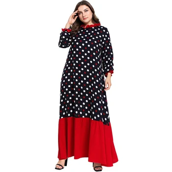 2019 Polka dot Muslim Dress Long Sleeve abaya caftan marocain Patchwork Red Print Ruffles Plus Size Women Dresses 4XL
2019 Polka dot Muslim Dress Long Sleeve abaya caftan marocain Patchwork Red Print Ruffles Plus Size Women Dresses 4XL