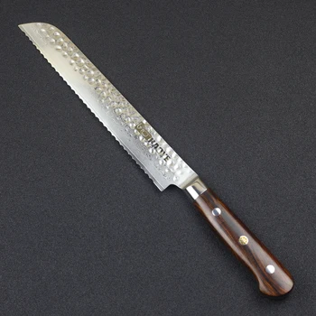 HAOYE 8 inch Damascus steel Bread knife kitchen knives Hammered Finish Classic Full Tang Luxurious Rosewood Handle
HAOYE 8 inch Damascus steel Bread knife kitchen knives Hammered Finish Classic Full Tang Luxurious Rosewood Handle