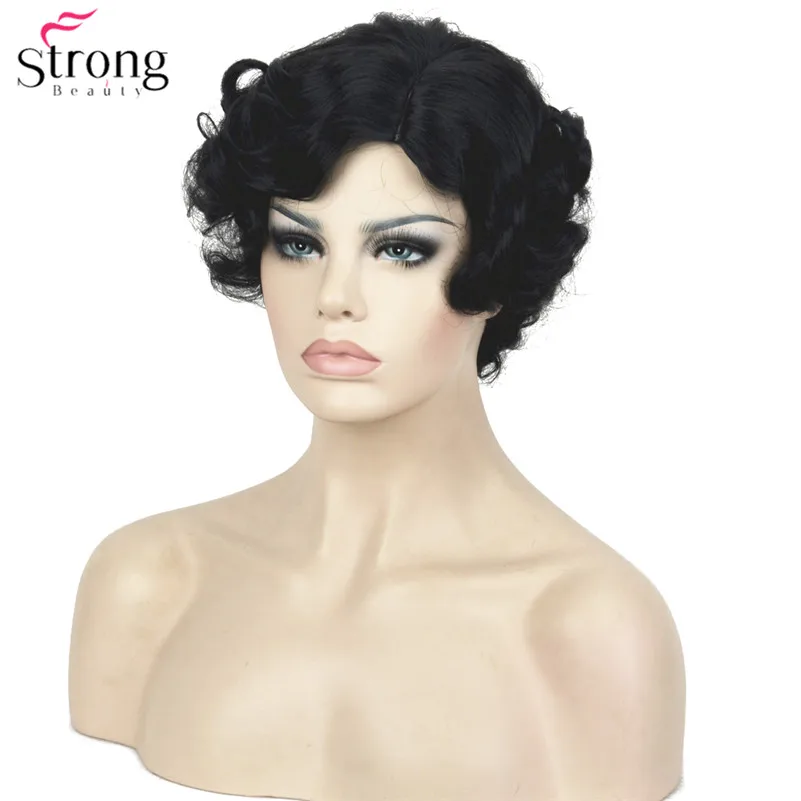 TY 321 1# Costumes Women's Flapper Wig Black wigs (5)
