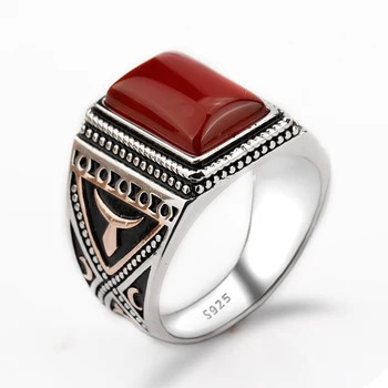 Men 925 Sterling Silver Ring Classic Rectangle Geometric Red Agate Stone Finger Rings for Male Wedding Jewelry
Men 925 Sterling Silver Ring Classic Rectangle Geometric Red Agate Stone Finger Rings for Male Wedding Jewelry