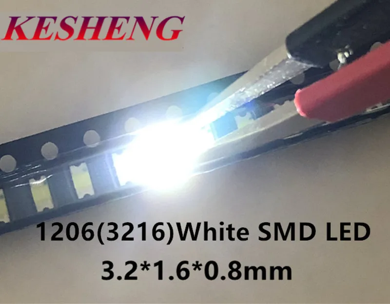 Фото 500 шт белый 1206 SMD светодиодный Белый супер яркий 3 0-3 6 v диодный свет 5000-8000 k 200-300mcd |