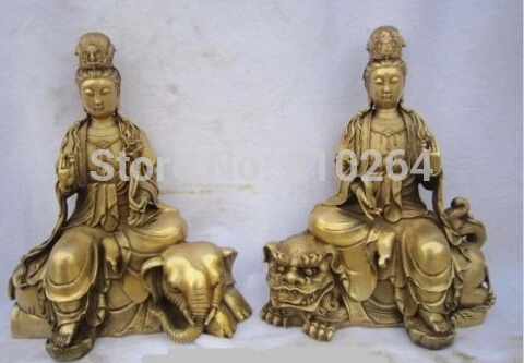 A pair 11" Chinese Bronze Wenshu Puxian Kwan-yin Ride Lion Elephant Ruyi Lotus Statue discount 30%
A pair 11" Chinese Bronze Wenshu Puxian Kwan-yin Ride Lion Elephant Ruyi Lotus Statue discount 30%