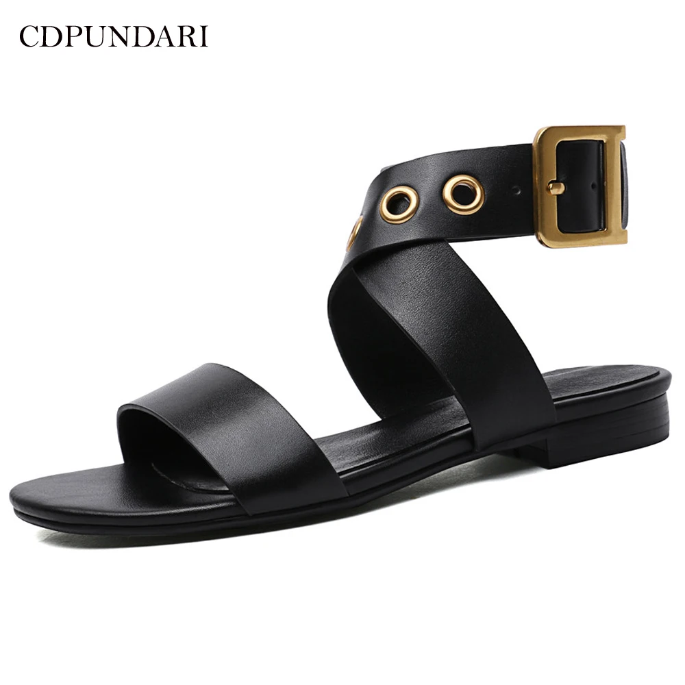 CDPUNDARI Ladies Genuine Leather Flat sandals for women Gladiator Sandals summer shoes woman sandalias mujer 2019 black white
CDPUNDARI Ladies Genuine Leather Flat sandals for women Gladiator Sandals summer shoes woman sandalias mujer 2019 black white