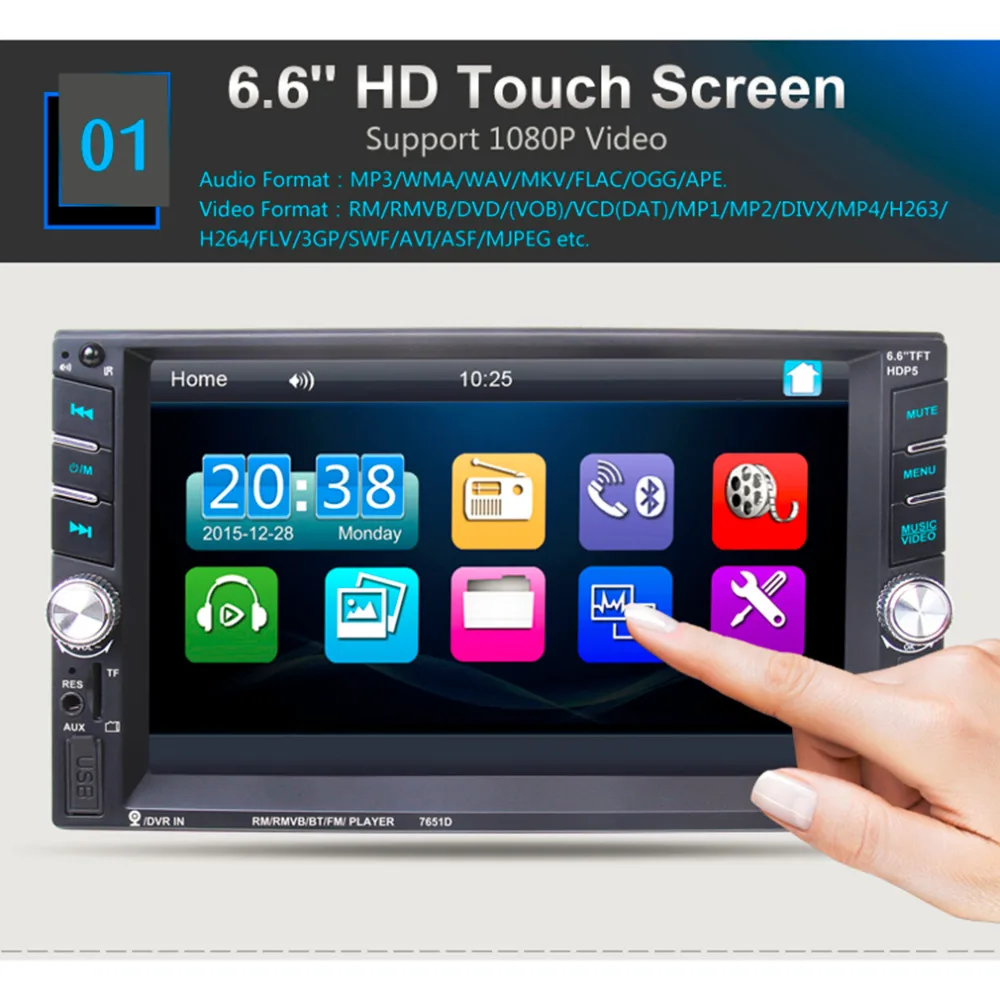 2017 New 7 Inch Touch Screen Car Vehicle Bluetooth FM/MP5 USB Port/TF Card Slot Aux Input DVD Player Auto Rear View Camera Input
2017 New 7 Inch Touch Screen Car Vehicle Bluetooth FM/MP5 USB Port/TF Card Slot Aux Input DVD Player Auto Rear View Camera Input
