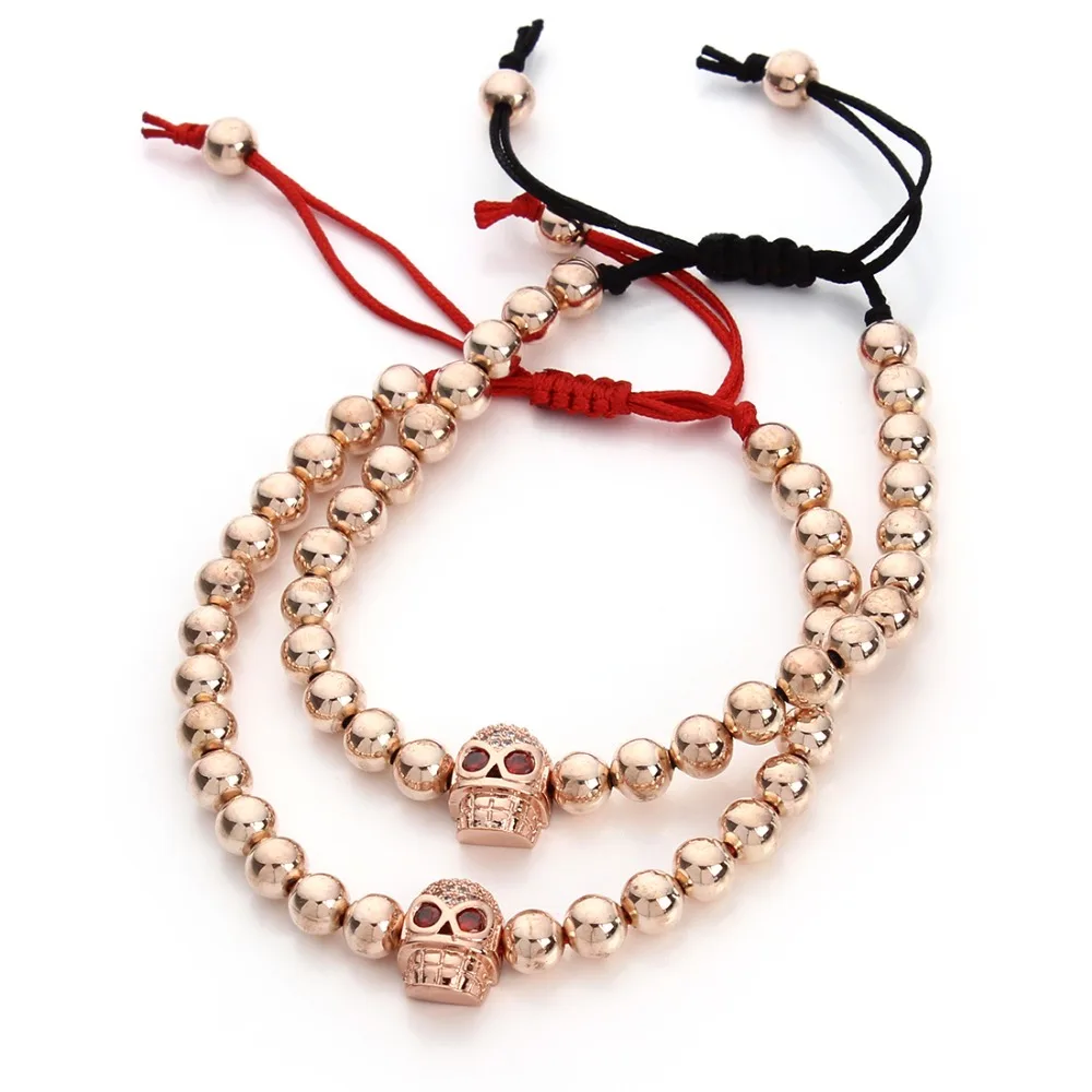 DC Fashion Rose Gold Color Beads Bracelet Crystal Rhinestone Skull Bangle Charms Braided Macrame Bangles For Men and Women Gift
DC Fashion Rose Gold Color Beads Bracelet Crystal Rhinestone Skull Bangle Charms Braided Macrame Bangles For Men and Women Gift