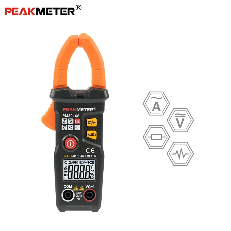 Official PEAKMETER PM2016S Smart Mini Digital AC Clamp Meter Multimeter with Resistance frequency data hold NCV tester
Official PEAKMETER PM2016S Smart Mini Digital AC Clamp Meter Multimeter with Resistance frequency data hold NCV tester