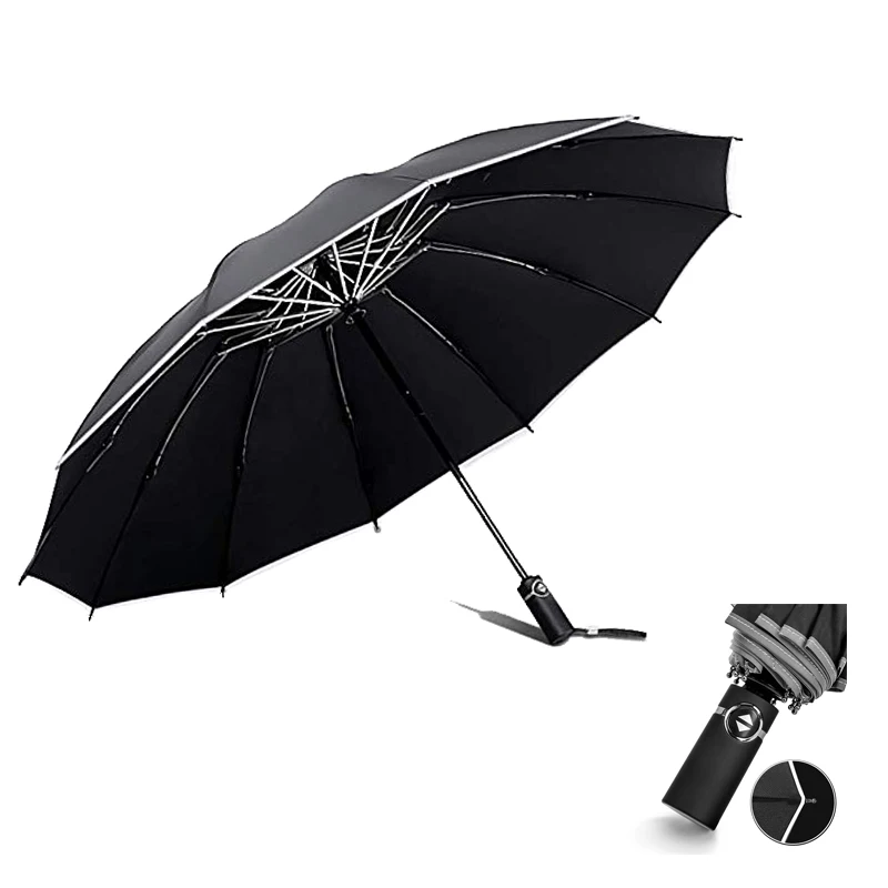 Three Folding Automatic Umbrella Reflective Automatic Umbrella 12K Windproof Women Umbrella Men For Car Umbrellas Male Large
Three Folding Automatic Umbrella Reflective Automatic Umbrella 12K Windproof Women Umbrella Men For Car Umbrellas Male Large