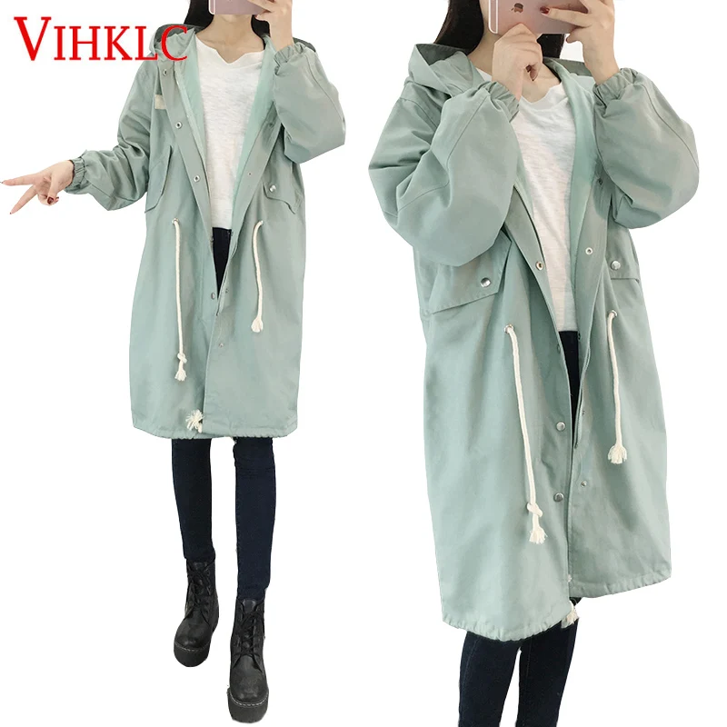 Plus size Pure color women hooded trench coat high-quality 2018 casual spring ladies oversized outwear trench coat female T637
Plus size Pure color women hooded trench coat high-quality 2018 casual spring ladies oversized outwear trench coat female T637
