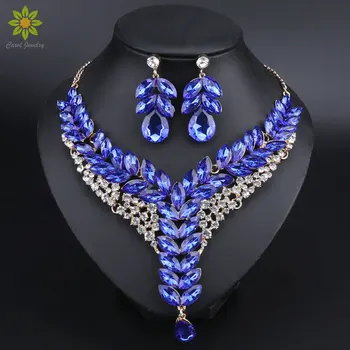 5Color Indian Rhinestone Bridal Jewelry Set Wedding Prom Party Accessories Gold Color Necklace Earring Set For Brides Women
5Color Indian Rhinestone Bridal Jewelry Set Wedding Prom Party Accessories Gold Color Necklace Earring Set For Brides Women