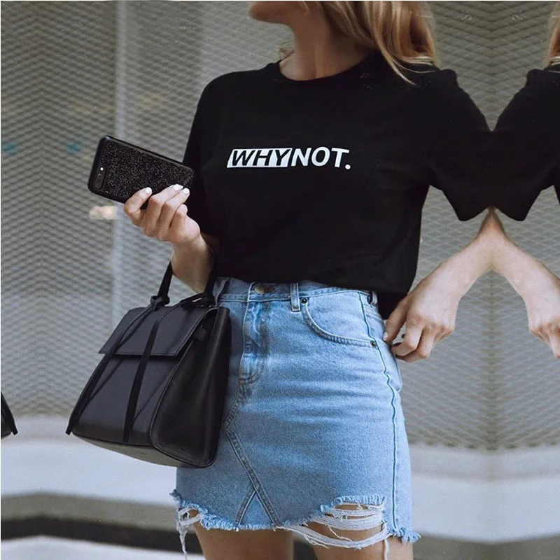 Women's T-Shirt Summer Women's Letter Print Short-Sleeve Top WHY NOT Women t-shirt 2019 Plus Size G0702
Women's T-Shirt Summer Women's Letter Print Short-Sleeve Top WHY NOT Women t-shirt 2019 Plus Size G0702
