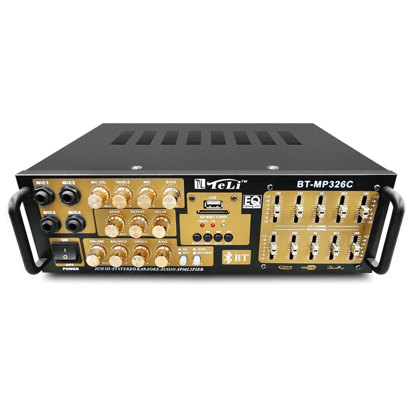 220V 300W+300W BT-MP326C 2 channel stereo digital ECHO MIXER amplifier Home karaoke audio amplifier with EQ equalization
220V 300W+300W BT-MP326C 2 channel stereo digital ECHO MIXER amplifier Home karaoke audio amplifier with EQ equalization