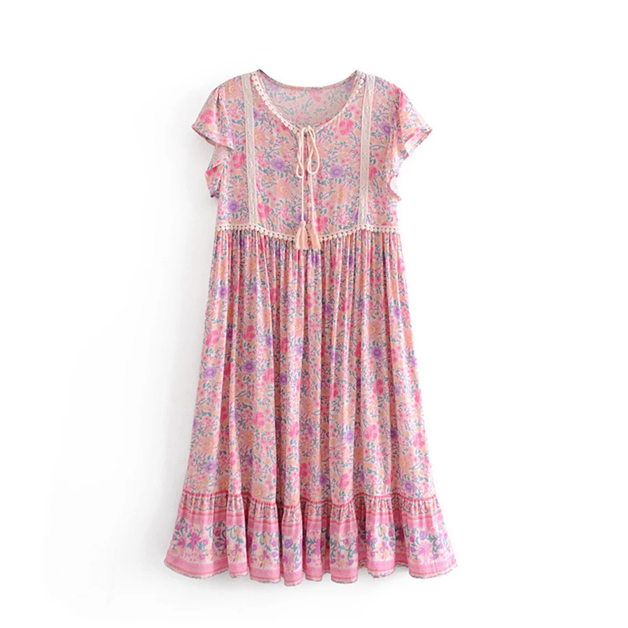 TEELYNN short dress for women rayon pink floral print flare sleeve o-neck beach wear summer dresses Hippie dresses boho Sukienka
TEELYNN short dress for women rayon pink floral print flare sleeve o-neck beach wear summer dresses Hippie dresses boho Sukienka