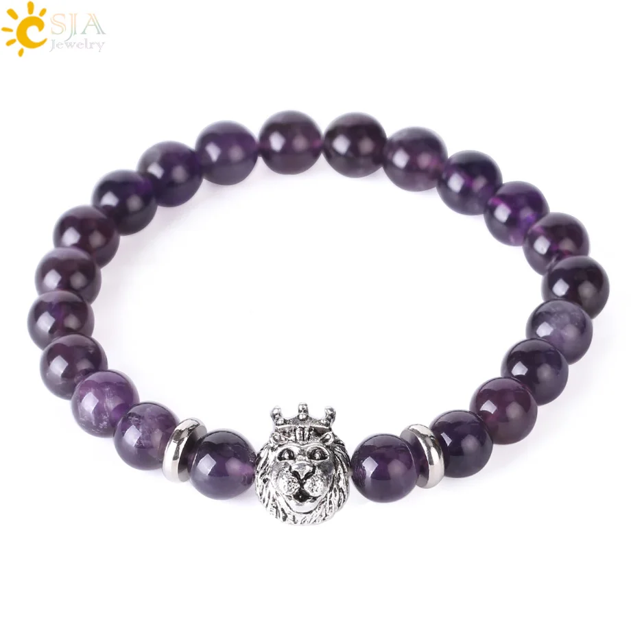 CSJA 8MM Natural Gem Stone Lion Head Men Bracelets Trendy Reiki Healing Crystal Labradorite Agates Green Aventurine Bangles F416
CSJA 8MM Natural Gem Stone Lion Head Men Bracelets Trendy Reiki Healing Crystal Labradorite Agates Green Aventurine Bangles F416