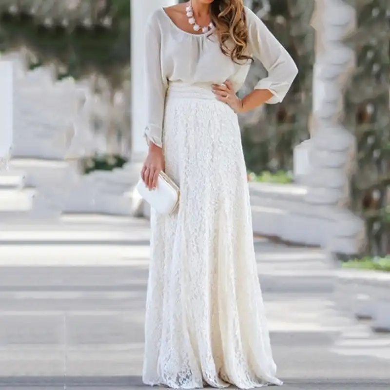 white boho maxi skirt