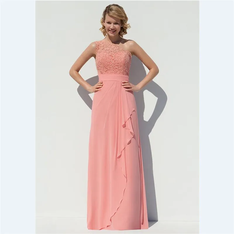 Hot Coral Chiffon Long Bridesmaid Dresses Vestido De festa de A Line One Shoulder Applique Lace Wedding Women Formal Wear
Hot Coral Chiffon Long Bridesmaid Dresses Vestido De festa de A Line One Shoulder Applique Lace Wedding Women Formal Wear