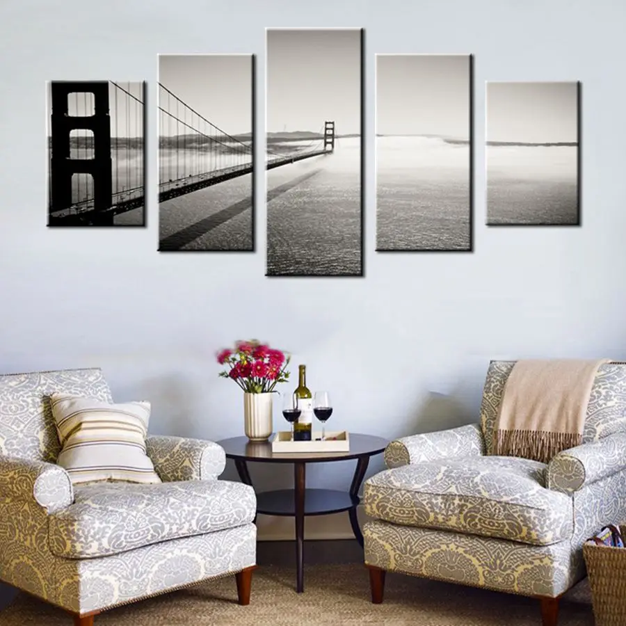 Black and White Wall Decor Golden Gate Bridge San Francisco Building Landscape Poster Printed Canvas Painting for Room Wall Art
Black and White Wall Decor Golden Gate Bridge San Francisco Building Landscape Poster Printed Canvas Painting for Room Wall Art