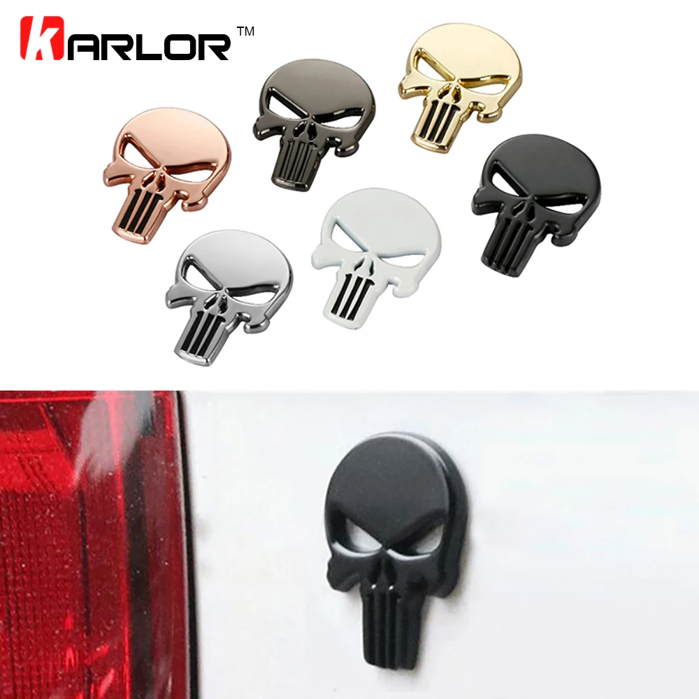 Image Car Styling 3D Metal The Punisher Skull Emblem Badge Car Stickers and Decals Auto Truck Motorcycle Car Accessories Automobiles