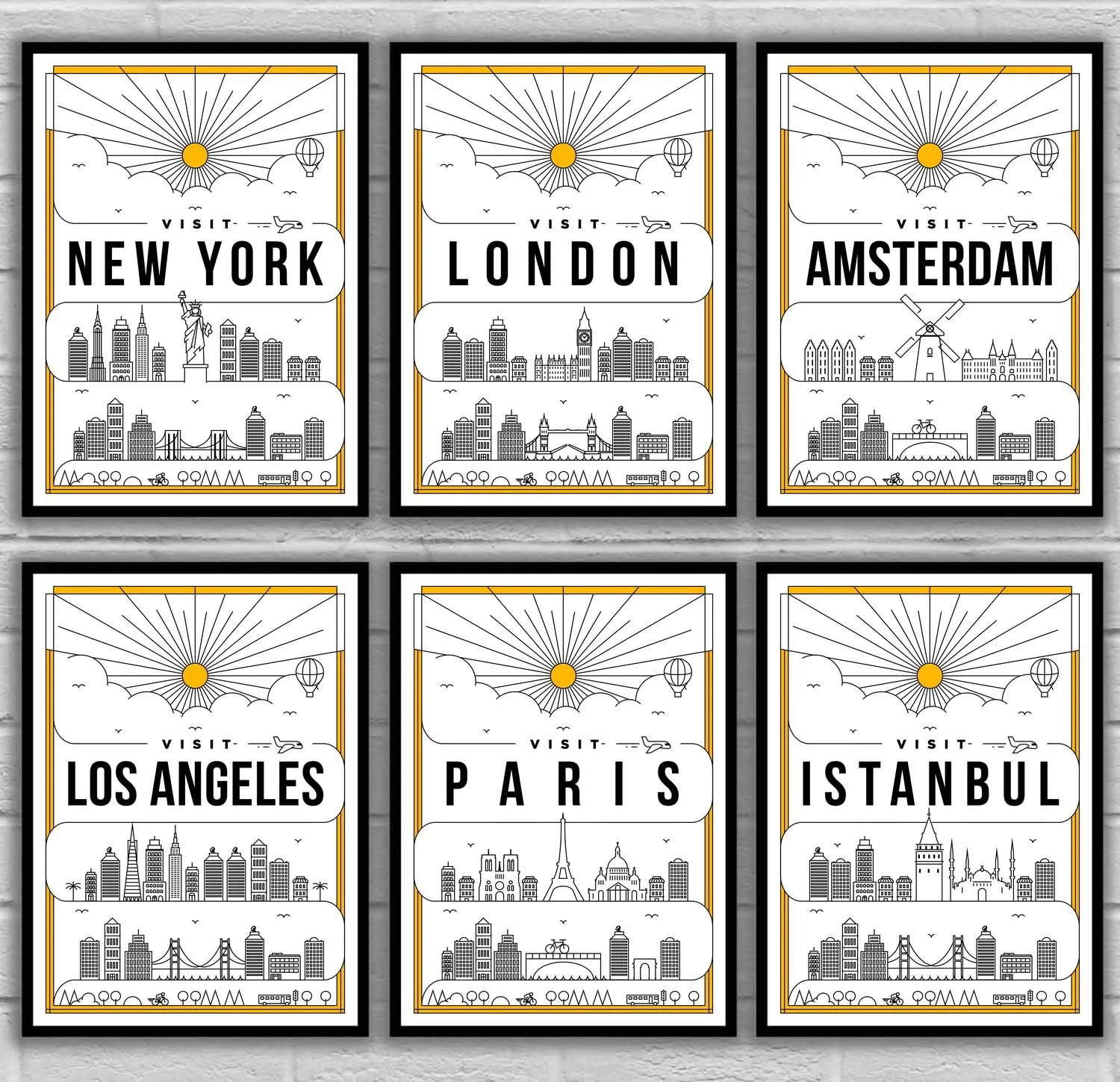 

San Francisco New York London Amsterdam Los Angeles Paris Istanbul Rio de Janeiro Buenos Aires Travel Poster Canvas Painting