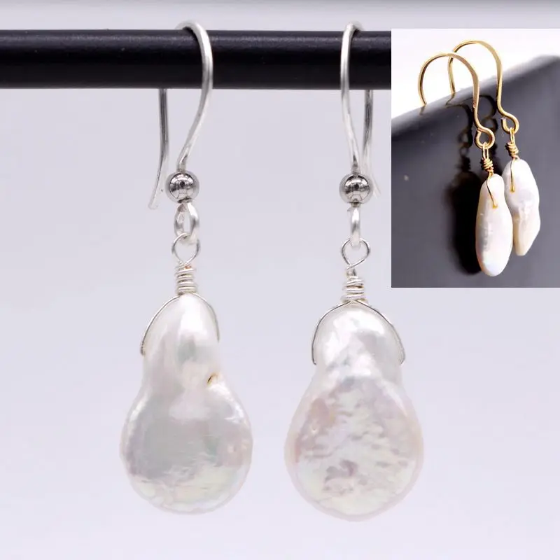 Handmade simple pearl small earrings natural white baroque pearls gold and silver small fresh hanging earrings
Handmade simple pearl small earrings natural white baroque pearls gold and silver small fresh hanging earrings