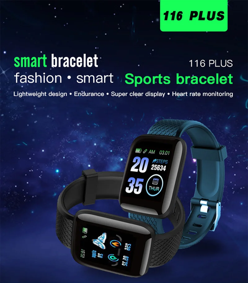 116 PLUS Color Screen Smart Bracelet Pedometer Watch Running Walking Tracker Heart Rate Pedometer Fitness Bracelet Smart Band
116 PLUS Color Screen Smart Bracelet Pedometer Watch Running Walking Tracker Heart Rate Pedometer Fitness Bracelet Smart Band