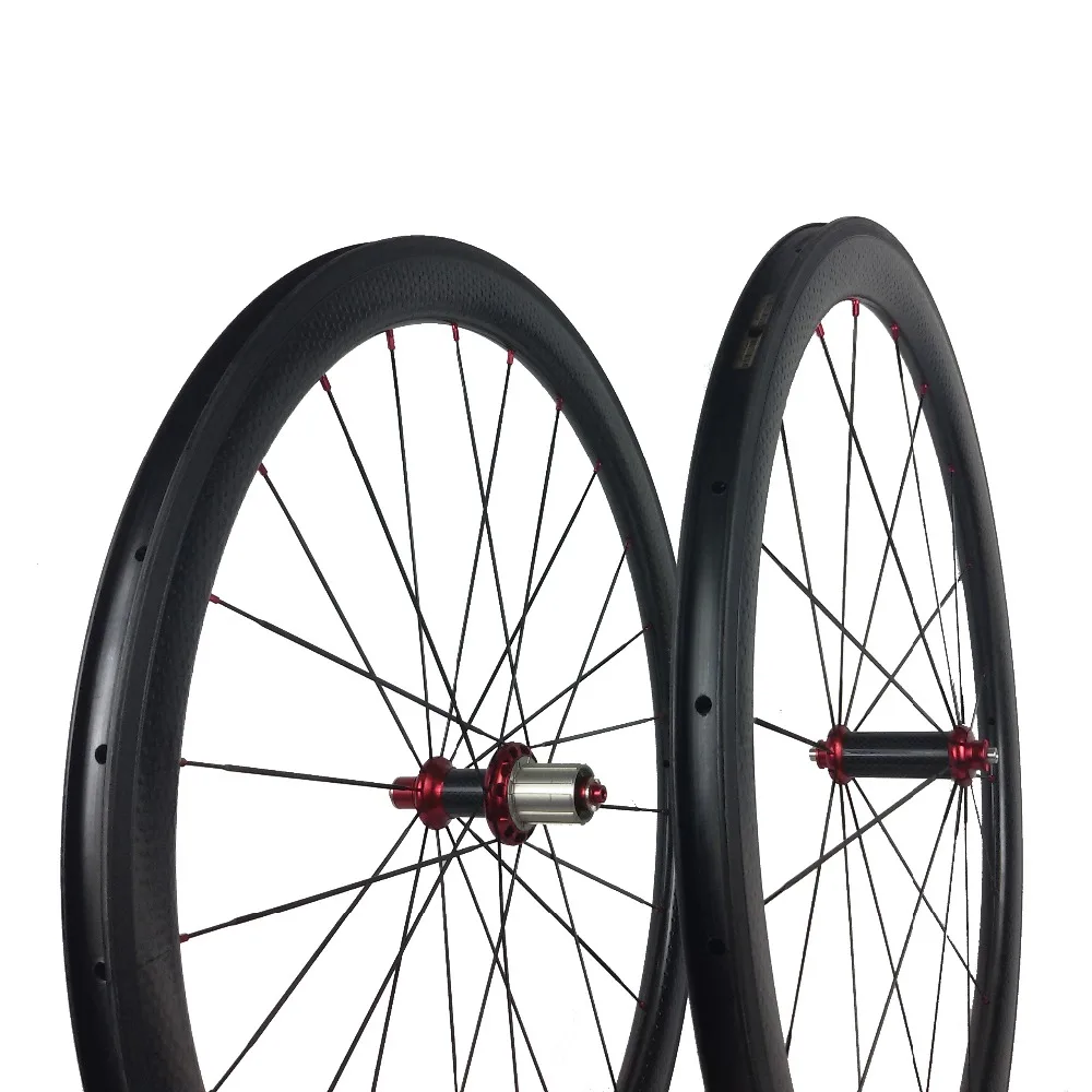 

700C Ultra UD Carbon Dimple Wheelsets Road Bike Wheel 45mm Clincher U Shape Design 25mm Width Surface With Powerway R13 R36 Hubs