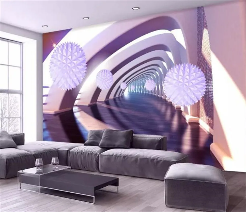 

Custom Any Size 3D Mural Wallpaper 3D Channel Space Expansion Polygon Ball TV Background Wall Decoration Mural Wallpap