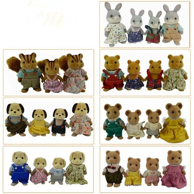 Image Limited Collection Sylvanian Families penguin rabbit mouse bear dog squirrel Family 4pcs Parents Kids Set New without Box