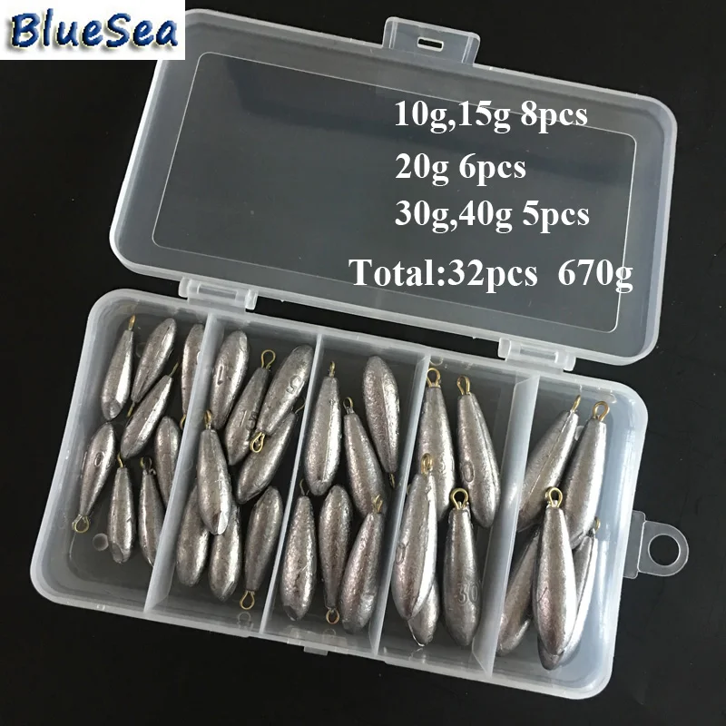 BlueSea 32pcs/Set Fishing Lead Sinkers Water Droplets Lead Weights Fishing Oval Split Shot Lead Sinkers With Plastic Box
BlueSea 32pcs/Set Fishing Lead Sinkers Water Droplets Lead Weights Fishing Oval Split Shot Lead Sinkers With Plastic Box