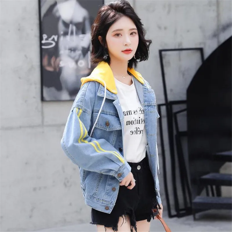 2019 Spring Autumn Women Jeans Jacket Loose Outerwear Fashion Casual Stitching Hooded Denim Jacket Cute Female Denim Tops HC162
2019 Spring Autumn Women Jeans Jacket Loose Outerwear Fashion Casual Stitching Hooded Denim Jacket Cute Female Denim Tops HC162