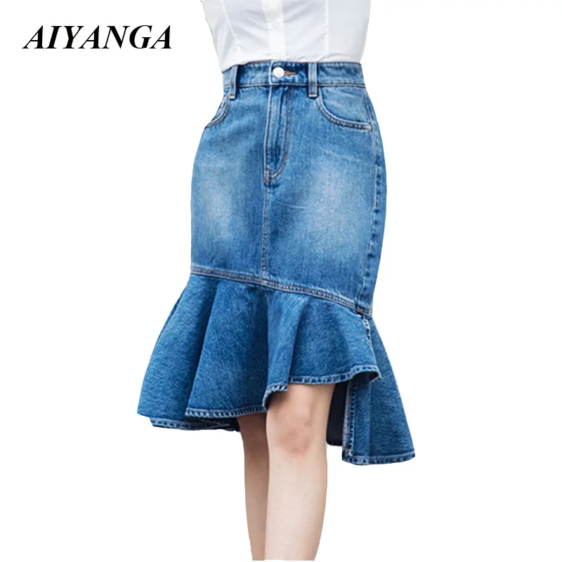 S-3XL 2018 Women Denim Skirts Sexy package Hip Trumpet Skirts High Waist Short Skirt Fashion irregular Hem Summer Autumn Jeans
S-3XL 2018 Women Denim Skirts Sexy package Hip Trumpet Skirts High Waist Short Skirt Fashion irregular Hem Summer Autumn Jeans