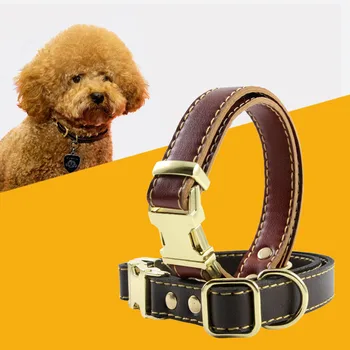Brown Dog Collar with Durable Golden Metal Buckle Adjustable Soft Real Leather Pet Collars for Puppy Small Medium Large Dogs
Brown Dog Collar with Durable Golden Metal Buckle Adjustable Soft Real Leather Pet Collars for Puppy Small Medium Large Dogs