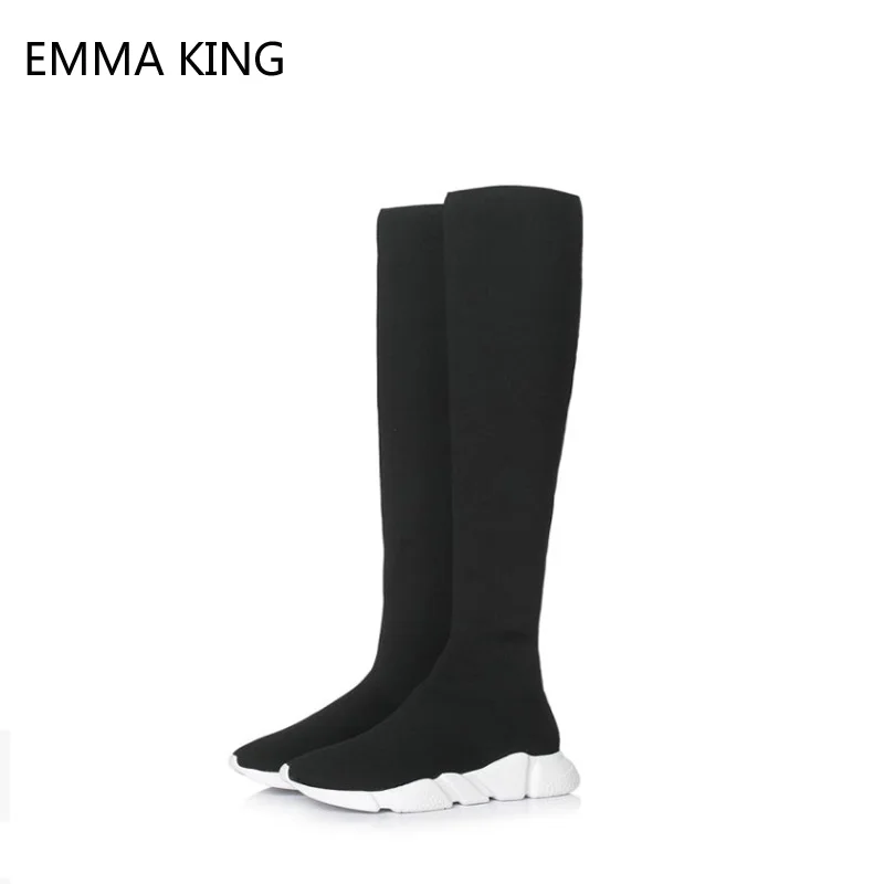 Knitting Women Over The Knee Boots 2018 New Platform Stretch Fabric Slip-On Sock Boots Woman Flat With Shoes For Womens
Knitting Women Over The Knee Boots 2018 New Platform Stretch Fabric Slip-On Sock Boots Woman Flat With Shoes For Womens