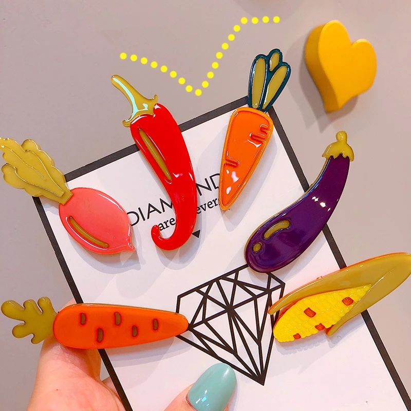 HZ 2019 New Acrylic Cute Fruit Vegetables Carrot Banana Pineapple Cherry BB Clip Hair Grip Hair Accessories for Women Girl Party
HZ 2019 New Acrylic Cute Fruit Vegetables Carrot Banana Pineapple Cherry BB Clip Hair Grip Hair Accessories for Women Girl Party