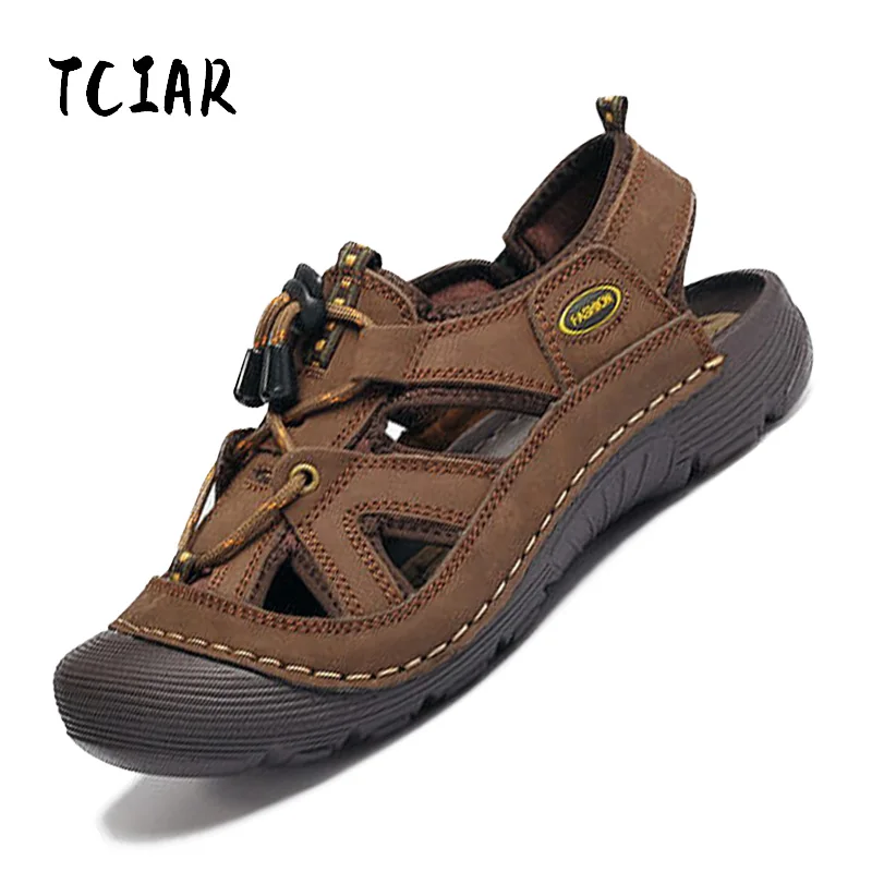 Genuine Leather Sandals Mens Fashion Lightweight Summer Breathable Beach Shoes Casual Lace-up Non-slip Rubber Sole DS017
Genuine Leather Sandals Mens Fashion Lightweight Summer Breathable Beach Shoes Casual Lace-up Non-slip Rubber Sole DS017