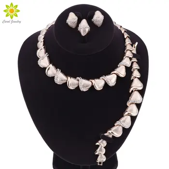 Fashion Charm Gold Color Jewelry Sets For Women African Crystal Necklace Earrings Bracelet Rings Party Dress Accessories
Fashion Charm Gold Color Jewelry Sets For Women African Crystal Necklace Earrings Bracelet Rings Party Dress Accessories