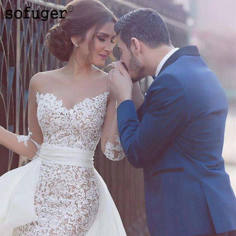 SOFUGE New Princess Wedding Dress Scoop Appliqued Detachable Train Wedding Gown Long Sleeves Boho High Low Bride Dress
SOFUGE New Princess Wedding Dress Scoop Appliqued Detachable Train Wedding Gown Long Sleeves Boho High Low Bride Dress