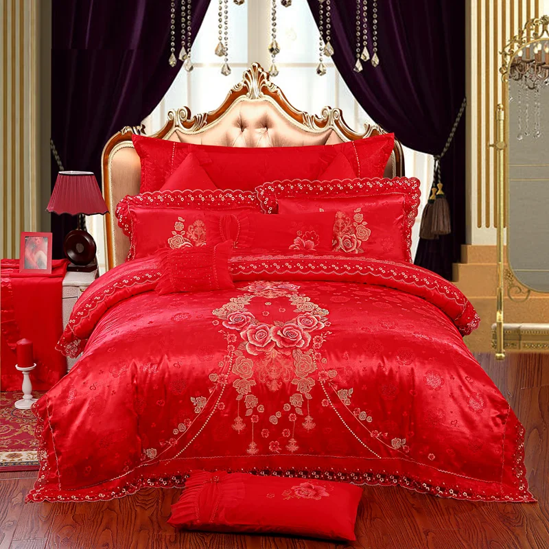 4/6/8/10 Pcs Luxury wedding Jacquard Bedding Sets King/Queen Size Silk Cotton Bed set Bed Spread Duvet Cover set Lace Pillowcase
4/6/8/10 Pcs Luxury wedding Jacquard Bedding Sets King/Queen Size Silk Cotton Bed set Bed Spread Duvet Cover set Lace Pillowcase
