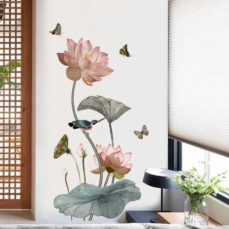 Lotus Flower Vinyl Wall Sticker Vintage Poster Living Room Bathroom Bedroom Home Decor Aesthetic Decals Wallpaper Wallstickers Wall Stickers Aliexpress