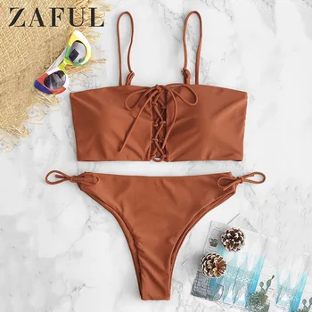 ZAFUL Spaghetti Straps Bikini Set Sexy Thong Bikini Tie Side Underwire Bikini Low Waist Swimwear Women Swimming Suit for women
ZAFUL Spaghetti Straps Bikini Set Sexy Thong Bikini Tie Side Underwire Bikini Low Waist Swimwear Women Swimming Suit for women