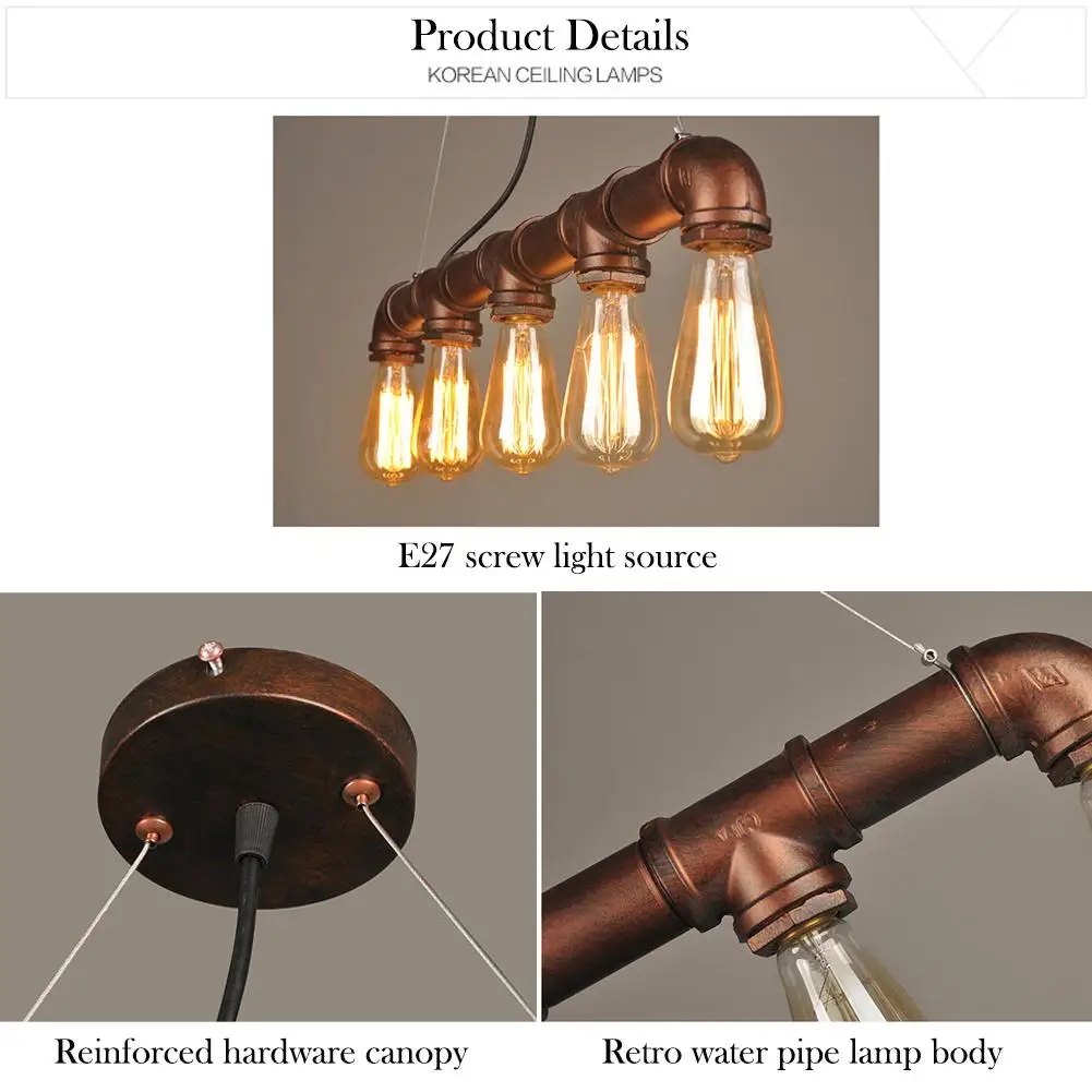 Retro Industry Style Water Pipe Shaped Pendant Lamp Holder Industrial Vintage Style Metal Hanging Light Shade
Retro Industry Style Water Pipe Shaped Pendant Lamp Holder Industrial Vintage Style Metal Hanging Light Shade